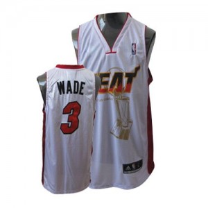 Maillot NBA Miami Heat #3 Dwyane Wade Blanc Adidas Authentic Championship - Homme
