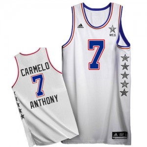 New York Knicks Carmelo Anthony #7 2015 All Star Swingman Maillot d'équipe de NBA - Blanc pour Homme
