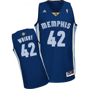 Maillot NBA Memphis Grizzlies #42 Lorenzen Wright Bleu marin Adidas Swingman Road - Homme