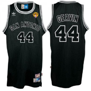 Maillot NBA San Antonio Spurs #44 George Gervin Noir Adidas Authentic Shadow Throwback Finals Patch - Homme