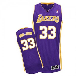 Maillot NBA Los Angeles Lakers #33 Kareem Abdul-Jabbar Violet Adidas Authentic Road - Homme