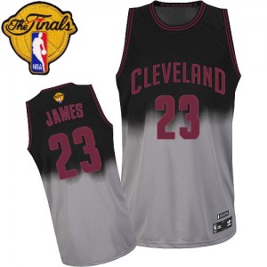 Cleveland Cavaliers #23 Adidas Fadeaway Fashion 2015 The Finals Patch Gris noir Authentic Maillot d'équipe de NBA Discount - LeBron James pour Homme