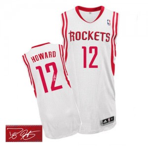 Houston Rockets #12 Adidas Home Autographed Blanc Authentic Maillot d'équipe de NBA la vente - Dwight Howard pour Homme