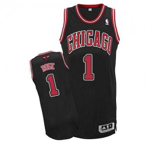 Maillot NBA Chicago Bulls #1 Derrick Rose Noir Adidas Authentic Alternate - Enfants
