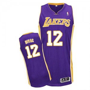 Los Angeles Lakers Vlade Divac #12 Road Authentic Maillot d'équipe de NBA - Violet pour Homme