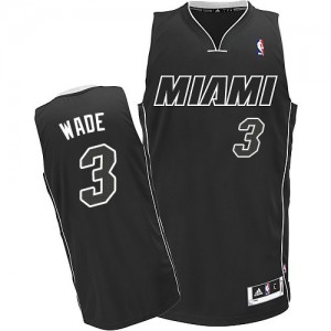 Maillot Authentic Miami Heat NBA Noir Blanc - #3 Dwyane Wade - Homme