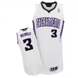 Sacramento Kings Marco Belinelli #3 Home Authentic Maillot d'équipe de NBA - Blanc pour Homme