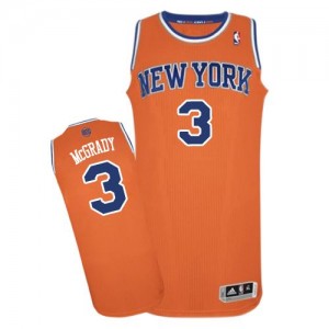 New York Knicks #3 Adidas Alternate Orange Authentic Maillot d'équipe de NBA pas cher - Tracy McGrady pour Homme