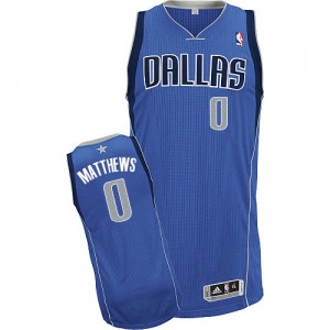 Maillot NBA Dallas Mavericks #0 Wesley Matthews Bleu royal Adidas Authentic Road - Homme