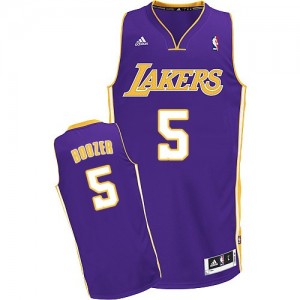 Maillot NBA Violet Carlos Boozer #5 Los Angeles Lakers Road Swingman Homme Adidas