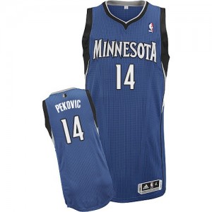 Maillot Adidas Slate Blue Road Authentic Minnesota Timberwolves - Nikola Pekovic #14 - Homme