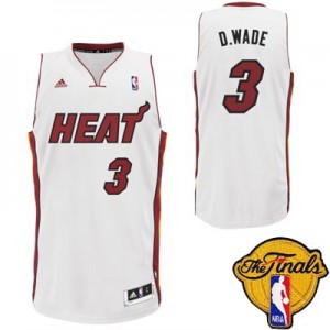 Maillot NBA Blanc Dwyane Wade #3 Miami Heat Nickname D.WADE Finals Patch Authentic Homme Adidas