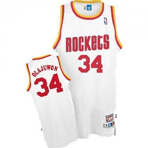Maillot Authentic Houston Rockets NBA Throwback Blanc - #34 Hakeem Olajuwon - Homme