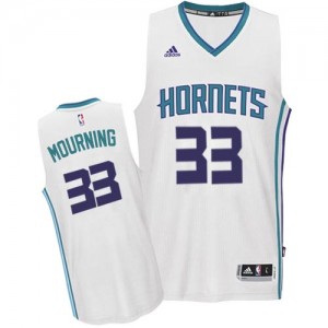 Maillot NBA Charlotte Hornets #33 Alonzo Mourning Blanc Adidas Authentic Home - Homme