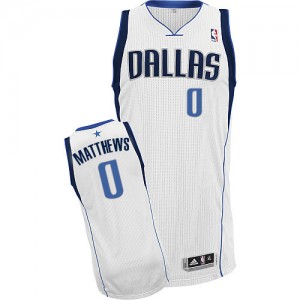 Maillot NBA Blanc Wesley Matthews #0 Dallas Mavericks Home Authentic Enfants Adidas
