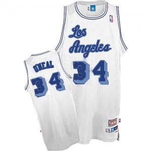 Maillot Authentic Los Angeles Lakers NBA Throwback Blanc - #34 Shaquille O'Neal - Homme