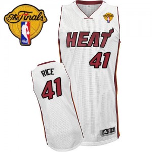 Maillot NBA Blanc Glen Rice #41 Miami Heat Home Finals Patch Authentic Homme Adidas