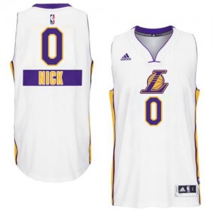 Maillot NBA Los Angeles Lakers #0 Nick Young Blanc Adidas Swingman 2014-15 Christmas Day - Homme
