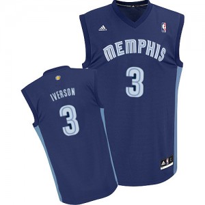 Memphis Grizzlies Allen Iverson #3 Road Swingman Maillot d'équipe de NBA - Bleu marin pour Homme