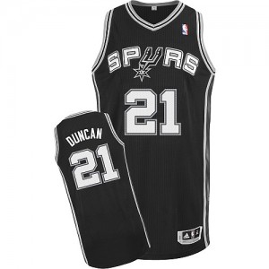Maillot Adidas Noir Road Authentic San Antonio Spurs - Tim Duncan #21 - Homme