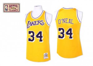 Maillot NBA Swingman Shaquille O'Neal #34 Los Angeles Lakers Throwback Or - Homme