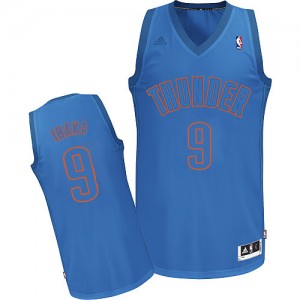 Maillot Authentic Oklahoma City Thunder NBA Big Color Fashion Bleu - #9 Serge Ibaka - Homme