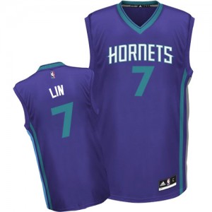 Charlotte Hornets #7 Adidas Alternate Violet Authentic Maillot d'équipe de NBA Soldes discount - Jeremy Lin pour Homme