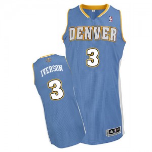 Maillot Authentic Denver Nuggets NBA Road Bleu clair - #3 Allen Iverson - Homme