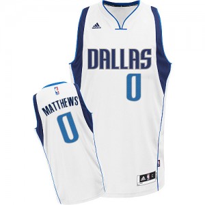Maillot NBA Dallas Mavericks #0 Wesley Matthews Blanc Adidas Swingman Home - Enfants