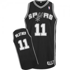 Maillot NBA Authentic Nikola Milutinov #11 San Antonio Spurs Road Noir - Homme