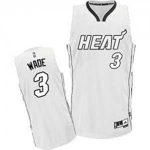 Miami Heat Dwyane Wade #3 Authentic Maillot d'équipe de NBA - Blanc pour Homme