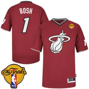 Maillot Adidas Rouge 2013 Christmas Day Finals Patch Authentic Miami Heat - Chris Bosh #1 - Homme