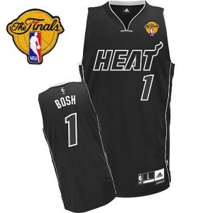 Miami Heat Chris Bosh #1 Shadow Finals Patch Authentic Maillot d'équipe de NBA - Noir pour Homme