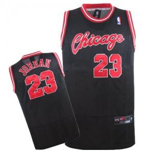 Chicago Bulls Nike Michael Jordan #23 Crabbed Typeface Throwback Authentic Maillot d'équipe de NBA - Noir pour Homme
