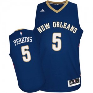 New Orleans Pelicans #5 Adidas Road Bleu marin Authentic Maillot d'équipe de NBA Expédition rapide - Kendrick Perkins pour Homme