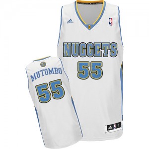Maillot NBA Blanc Dikembe Mutombo #55 Denver Nuggets Home Swingman Homme Adidas