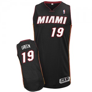 Maillot NBA Miami Heat #19 Gerald Green Noir Adidas Authentic Road - Femme