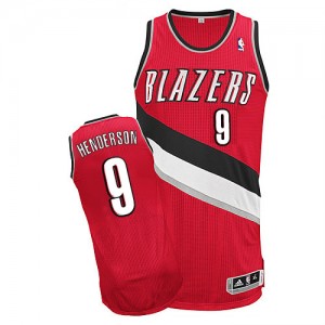 Maillot NBA Portland Trail Blazers #9 Gerald Henderson Rouge Adidas Authentic Alternate - Homme