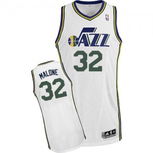 Maillot NBA Authentic Karl Malone #32 Utah Jazz Home Blanc - Homme