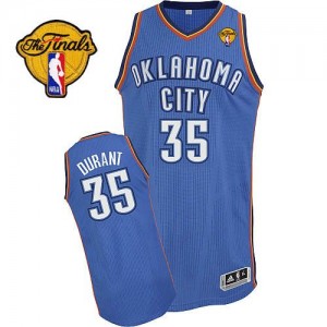 Maillot Adidas Bleu royal Road Finals Patch Authentic Oklahoma City Thunder - Kevin Durant #35 - Homme