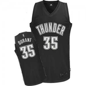 Maillot Authentic Oklahoma City Thunder NBA Noir Blanc - #35 Kevin Durant - Homme