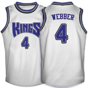Maillot NBA Blanc Chris Webber #4 Sacramento Kings Throwback Authentic Homme Adidas