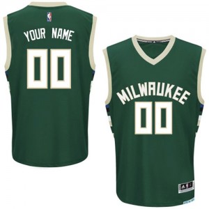Milwaukee Bucks Authentic Personnalisé Road Maillot d'équipe de NBA - Vert pour Homme
