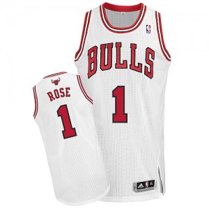 Maillot Authentic Chicago Bulls NBA Home Blanc - #1 Derrick Rose - Homme