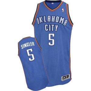 Oklahoma City Thunder Kyle Singler #5 Road Authentic Maillot d'équipe de NBA - Bleu royal pour Homme