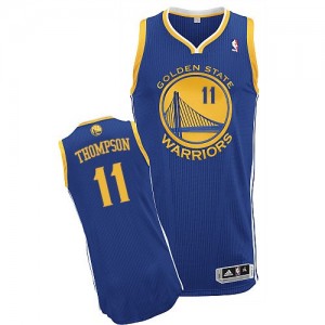Maillot NBA Golden State Warriors #11 Klay Thompson Bleu royal Adidas Authentic Road - Homme