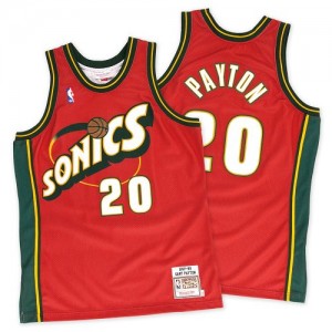 Maillot Mitchell and Ness Rouge Throwback SuperSonics Authentic Oklahoma City Thunder - Gary Payton #20 - Homme