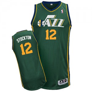 Utah Jazz John Stockton #12 Alternate Authentic Maillot d'équipe de NBA - Vert pour Homme