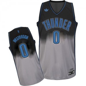 Maillot NBA Gris noir Russell Westbrook #0 Oklahoma City Thunder Fadeaway Fashion Swingman Homme Adidas