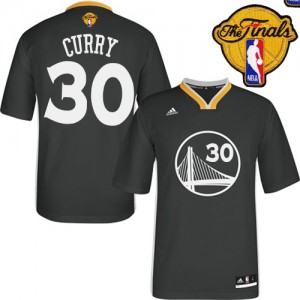 Maillot NBA Noir Stephen Curry #30 Golden State Warriors Alternate 2015 The Finals Patch Authentic Homme Adidas